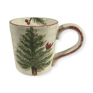 Maxcera Cardinal Tree Ceramic Coffee Mug Christmas Holiday Hand Painted Cardinal